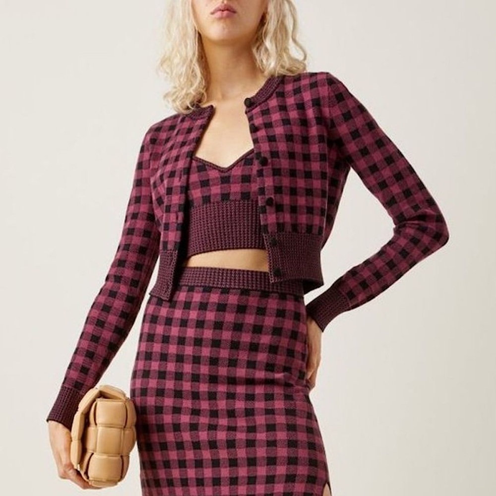 ALTUZZARA Tyler Gingham Knit Bralette NWT size Medium